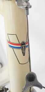 A Viscount bicycle, the cream frame with red bell and Lambert handlebars, with Spied France... - 7