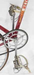 A Hetchins racing bicycle, with a Reynolds 531 red frame with crest, chrome handlebars and... - 5