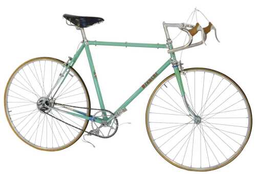 An Edoardo Bianchi Italian bicycle, the light green frame with applied advertising, with chrome...
