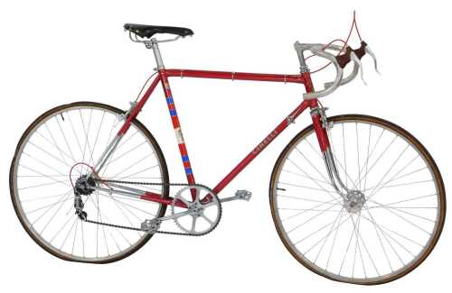 A Cinelli bicycle, the Columbus red painted frame with Primo chrome handlebars, Universal brakes,...