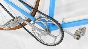 A Carlton bicycle, the pale blue frame with chrome Pivo handlebars, and a Brooks leather seat,... - 5