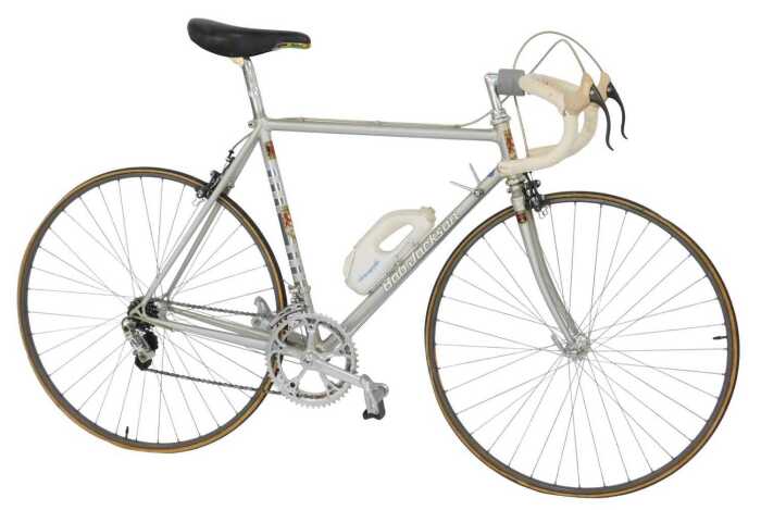 A Golden Jubilee Bob Jackson bicycle, the silver Reynolds 532 frame with advertising and crest,...