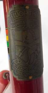 A W F Holdsworth bicycle, the maroon Reynolds 531 frame bearing advertising and crest, with... - 8