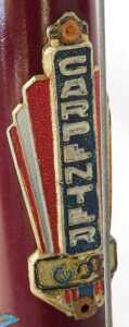 A Carpenter bicycle, the maroon frame with two crests and advertising, with Coitam chrome... - 7