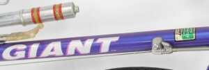 A Giant Peloton Super Light bicycle, the purple Giant Cro-moly frame with three TTT chrome... - 6