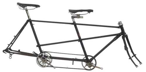 A 1930s New Hudson black twin tube tandem frame.