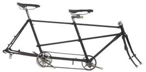 A 1930s New Hudson black twin tube tandem frame.