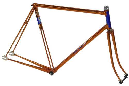 A Saxon Olympic TT Model twin tube bicycle frame and fork, with ornate detail to lugs and forks,...
