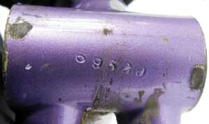 A Ron Kitching bicycle frame and fork set, purple with Ron Kitching transfers. - 5