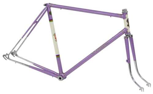 A WJ Holdsworth bicycle frame and fork set, purple, constructed from Reynolds 531 tubes, with...