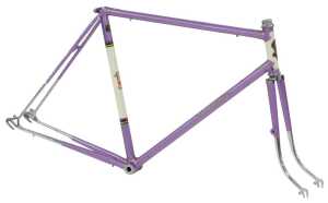A WJ Holdsworth bicycle frame and fork set, purple, constructed from Reynolds 531 tubes, with...