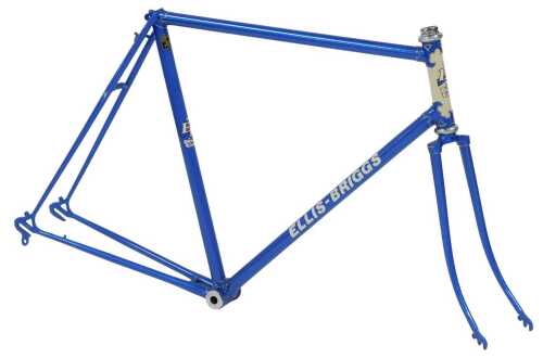 An Ellis Briggs bicycle frame and fork set, constructed from Reynolds 531 tubes, blue, with...