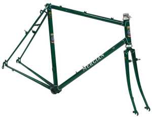 A Mercian Cycles of Derby bicycle frame and fork set, constructed with Reynolds 531 tubes, Green...