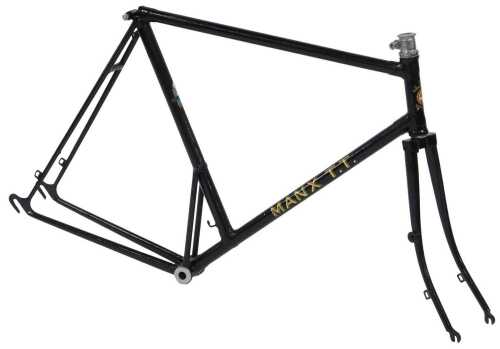 The Sun Cycle and Fitting Company Limited Manx TT bicycle frame and fork set, black with gold...