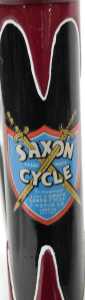 A Saxon Cycles twin tubed bicycle frame and fork set, red and black frame with white piping to... - 3