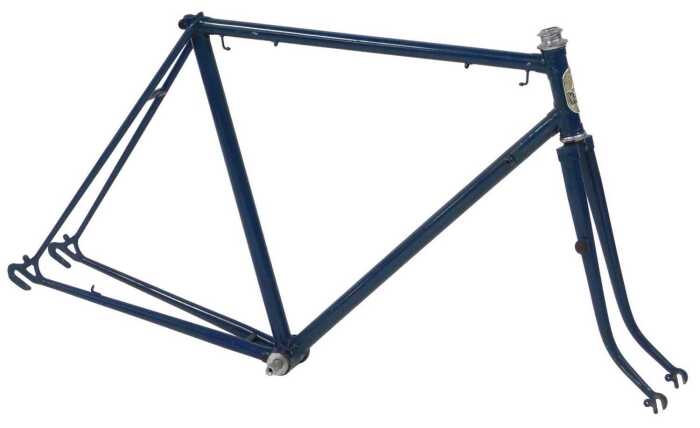 A Viking of Wolverhampton bicycle frame and fork set, with an enamelled head badge, blue.