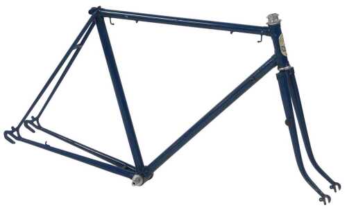 A Viking of Wolverhampton bicycle frame and fork set, with an enamelled head badge, blue.