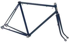 A Viking of Wolverhampton bicycle frame and fork set, with an enamelled head badge, blue.