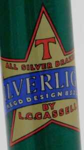 A Les Cassell Silverlight Thanet bicycle frame and fork set, silver and green with applied decals. - 5