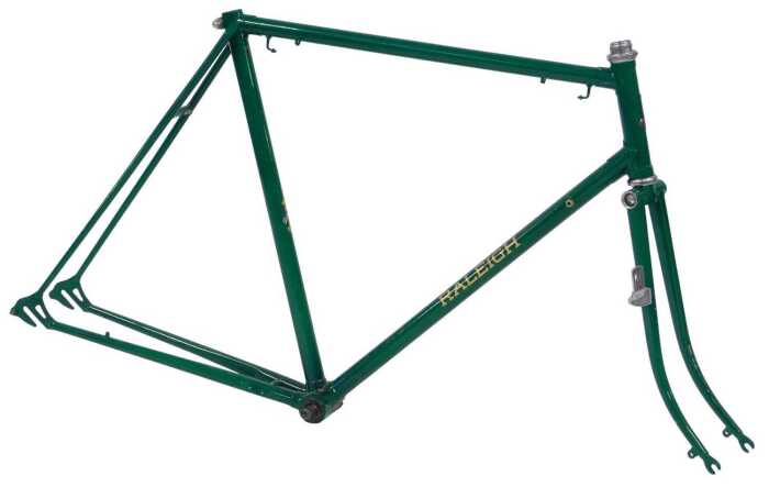 A Raleigh Reg Harris Road Model bicycle frame and fork set, constructed with Reynolds 531 tubing,...
