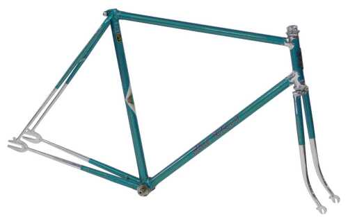 A Hobbs Blue Ribband bicycle frame and fork set, with enamelled blue ribboned head badge, with...