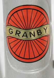 A Granby bicycle frame and fork set, grey with applied decals. - 3