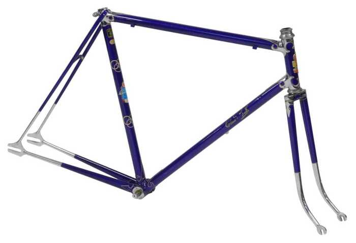 A Claud Butler racing bike frame, constructed from Reynolds 531 tubing, with polished intricate...