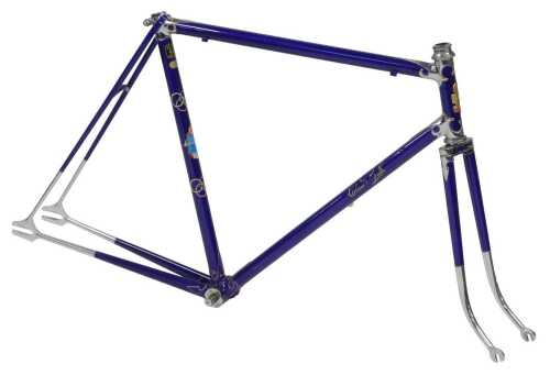 A Claud Butler racing bike frame, constructed from Reynolds 531 tubing, with polished intricate...
