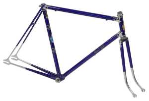 A Claud Butler racing bike frame, constructed from Reynolds 531 tubing, with polished intricate...
