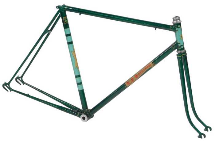An RO Harrison bicycle frame and fork set, constructed from Reynolds 531 tubing, with intricate...