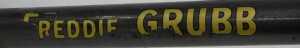 A Freddie Grubb of London bicycle frame and fork set, grey with gold accents and applied decals,... - 5