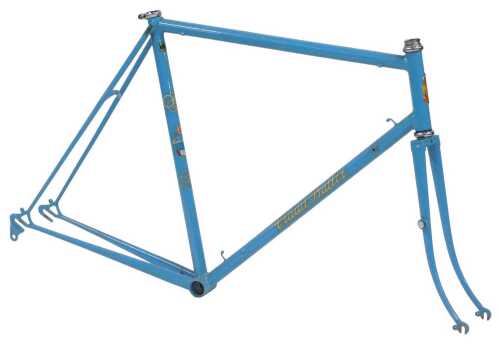 A Claud Butler bicycle frame and fork set, constructed with Reynolds 531 frame tubing, with an...