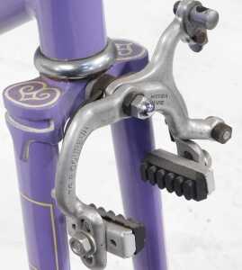 A Hobbs Blue Ribband bicycle frame and fork set, lilac with applied decals and white detailing,... - 6