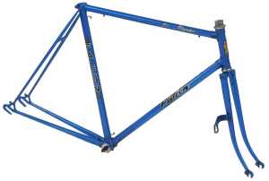 A Falcon Olympic bicycle frame and fork set, constructed from Reynolds 531 tubes, with enamelled...
