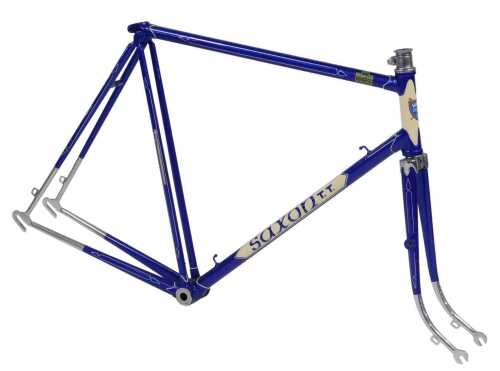 A Saxon T.T twin tube bicycle frame and fork set, constructed with Accles and Pollock AP...