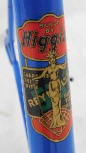 A Higgins bicycle frame and fork set, constructed of Reynolds 531 butted tubes, blue with... - 4