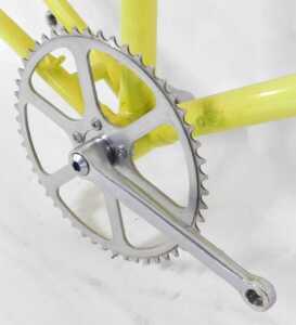 A Fiorelli of Novi Ligure, Italy bicycle frame and fork set, in Day Glow yellow with applied... - 6
