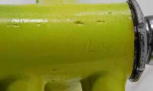 A Fiorelli of Novi Ligure, Italy bicycle frame and fork set, in Day Glow yellow with applied... - 7