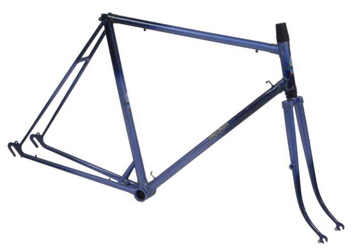 A Sun of Birmingham The Sun bicycle frame and fork set, with intricate lugs with gold detailing,...