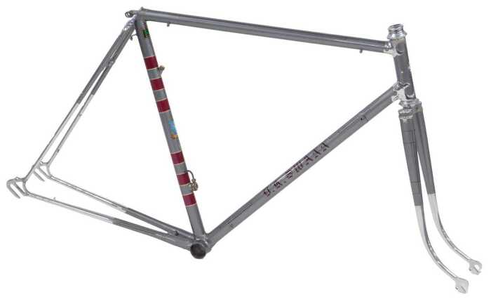 A DK Swann bicycle frame and fork set, constructed from Reynolds 531 tubing, with ornate...