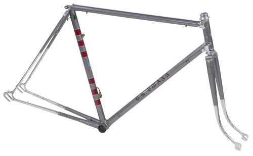 A DK Swann bicycle frame and fork set, constructed from Reynolds 531 tubing, with ornate...