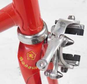 A Rossin bicycle frame and fork set, with Campagnolo headset, seat post and brakes, red with... - 4