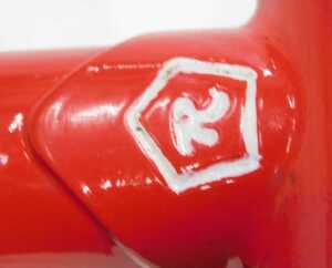 A Rossin bicycle frame and fork set, with Campagnolo headset, seat post and brakes, red with... - 8