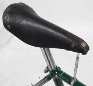 A Merlin Racing Cycles bicycle frame and fork set, green with shaped lugs and white detailing... - 6