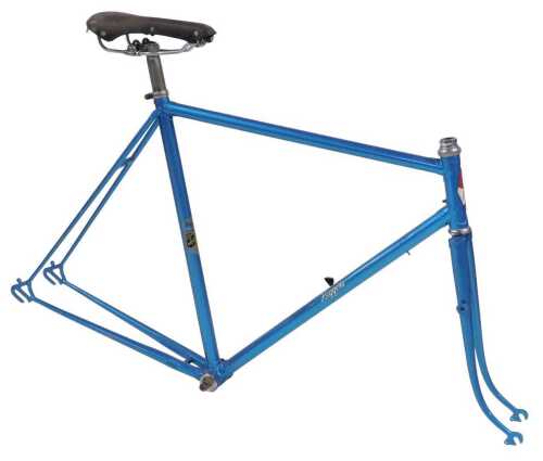 A Higgins bicycle frame and fork set, constructed with Reynolds 531 tubes, with enamelled head...