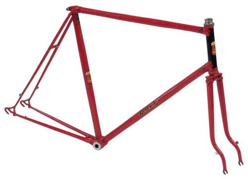 A Bates bicycle frame and fork set, constructed from Reynolds 531 tubes, with shaped lugs,...