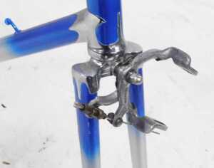 A D Rensch bicycle frame and fork set, with polished chromed head lugs, blue and grey metallic... - 3