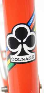 A Colnago bicycle frame and fork set, with Campagnolo Athena headset, shaped lugs, red with... - 3