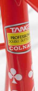 A Colnago bicycle frame and fork set, with Campagnolo Athena headset, shaped lugs, red with... - 5