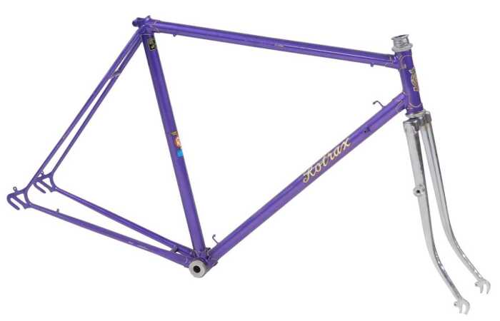 A Rotrax Cycles bicycle frame and fork set, constructed with Reynolds 531 tubes, a Rotrax Cycles...